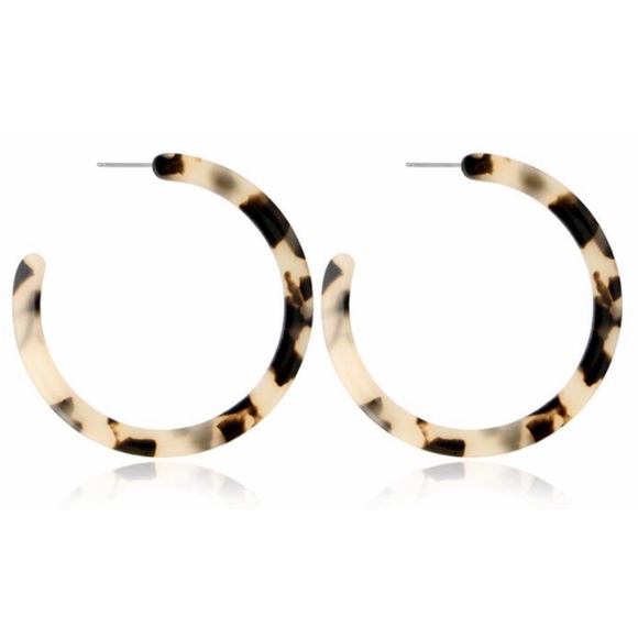 Jewelry - Light Tortoise Acrylic Resin Circle Hoop Earrings